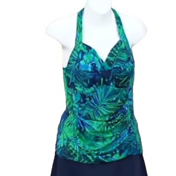 Denim&Co Other - Denim & Co Beach H-Back Tankini Swim Top Only  6187
